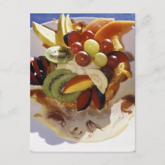 Vruchtensalade met ijs. briefkaart (Voorkant)