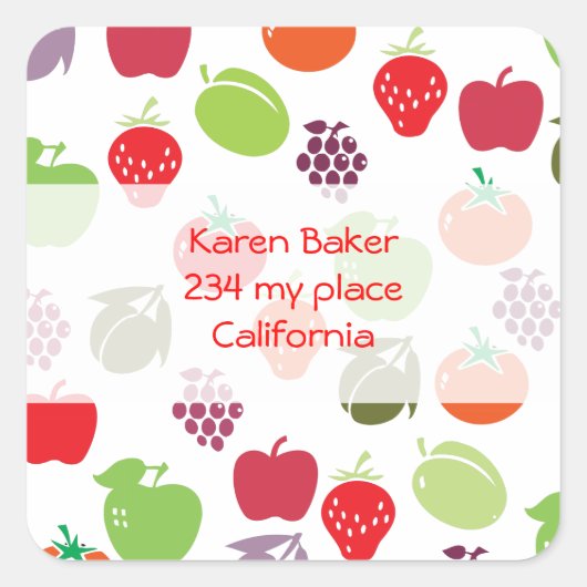 Vruchtensalade Vierkante Sticker (Voorkant)