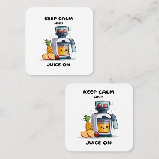 Vruchtensap houdt kalm en sap gezond vierkante visitekaartje (Voorkant / Achterkant)