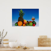 Vruchtensoorten en vruchtensap poster (Keuken)