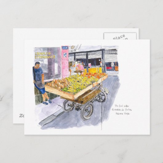 Vruchtenverkoper in Old Havana, Cuba Briefkaart (Voorkant / Achterkant)