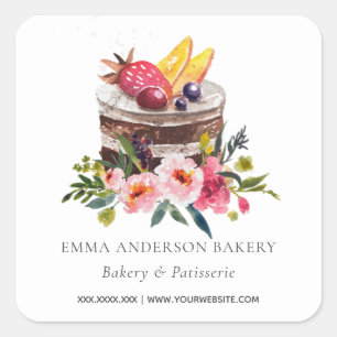 VRUCHTENVLOERENDE KAKE PATISSERIE CUPCAKE BAKERY S VIERKANTE STICKER