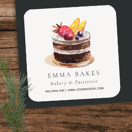 VRUCHTENVLOERENDE KAKE PATISSERIE CUPCAKE BAKERY S VIERKANTE STICKER