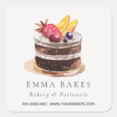 VRUCHTENVLOERENDE KAKE PATISSERIE CUPCAKE BAKERY S VIERKANTE STICKER (Voorkant)