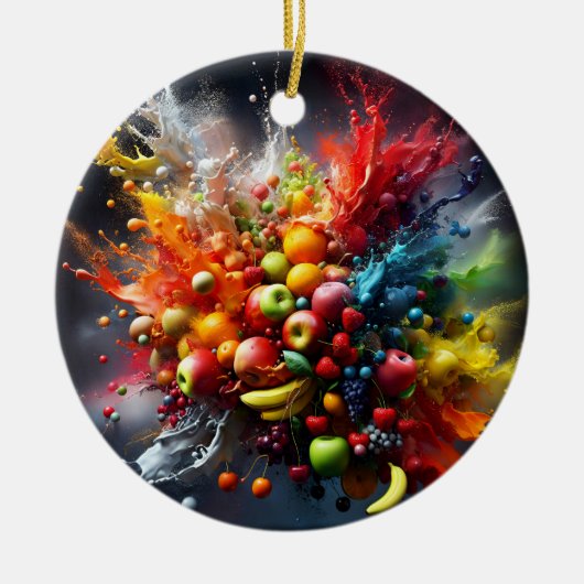 Vruchtexplosie Keramisch Ornament (Voorkant)