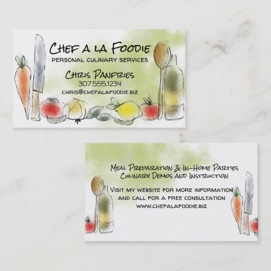 Vruchtmakerswerk visitekaartje voor kokoskeuken (Voorkant / Achterkant)