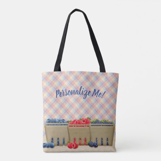Vruchtmandje frambozen, blauwe bosbes, braam tote bag (Achterkant)