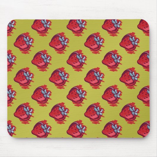 Vruchtpatronen Aardbeien op gouden elektronica Muismat (Voorkant)