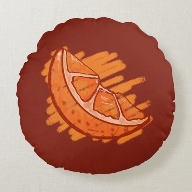 Vruchtpatronen Bloed Oranje geschenken Rond Kussen (Voorkant)