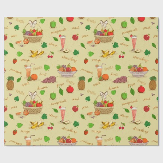 Vruchtpatroon Cadeaupapier (Vlak)