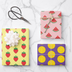 Vruchtpatroon Lemon Berry Melon Wrapping Paper