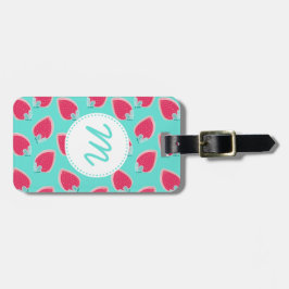 Vruchtpatroon met aardbeiboomvrucht bagagelabel