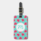 Vruchtpatroon met aardbeiboomvrucht bagagelabel (Voorkant verticaal)