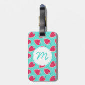 Vruchtpatroon met aardbeiboomvrucht bagagelabel (Achterkant verticaal)