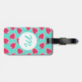 Vruchtpatroon met aardbeiboomvrucht bagagelabel (Achterkant horizontaal)