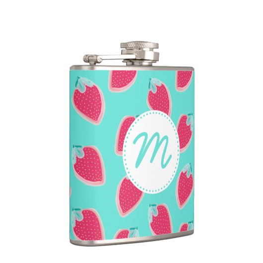 Vruchtpatroon met aardbeiboomvrucht heupfles (Rechts)