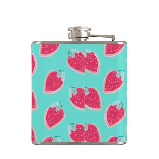 Vruchtpatroon met aardbeiboomvrucht heupfles (Achterkant)