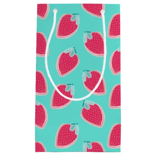 Vruchtpatroon met aardbeiboomvrucht klein cadeauzakje (Voorkant)