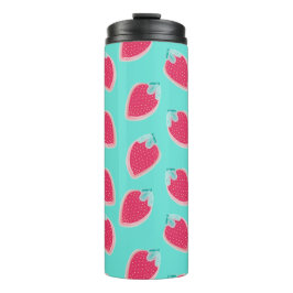 Vruchtpatroon met aardbeiboomvrucht thermosbeker