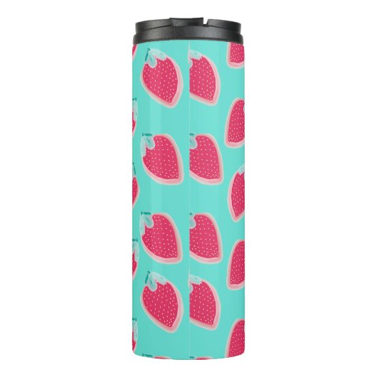 Vruchtpatroon met aardbeiboomvrucht thermosbeker (Achterkant)