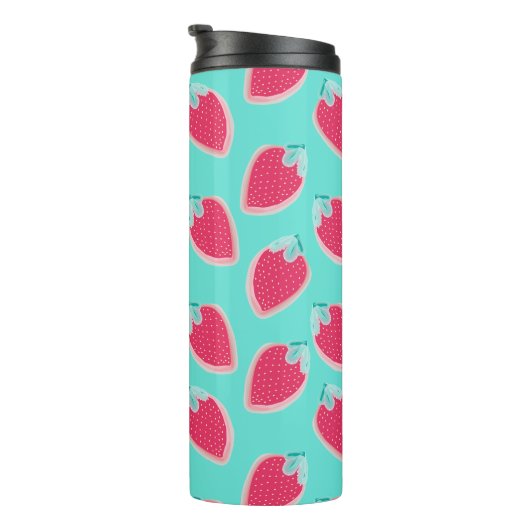 Vruchtpatroon met aardbeiboomvrucht thermosbeker (Geroteerd rechts)