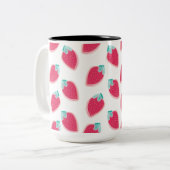 Vruchtpatroon met aardbeiboomvrucht tweekleurige koffiemok (Voorkant links)