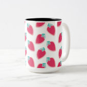 Vruchtpatroon met aardbeiboomvrucht tweekleurige koffiemok (Voorkant rechts)