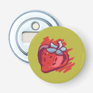 Vruchtpatroonaardbeien op gouden feestartikelen button flesopener