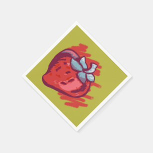 Vruchtpatroonaardbeien op gouden feestartikelen servetten