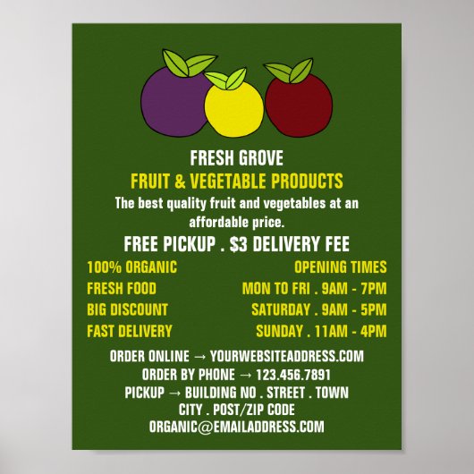 Vruchtpruimen, groenvoedergewassen, Adverteren Poster (Voorkant)