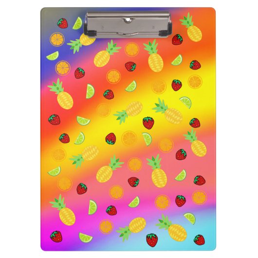 Vruchtregenboog met Oranje aardbeienbessen Limoen Klembord (Voorkant)