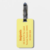 Vruchtrijke cartoon van oranje citrusvruchten bagagelabel (Achterkant verticaal)