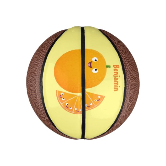 Vruchtrijke cartoon van oranje citrusvruchten basketbal (Verticaal)