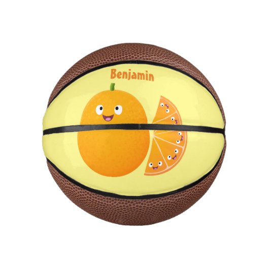 Vruchtrijke cartoon van oranje citrusvruchten basketbal (Voorkant)