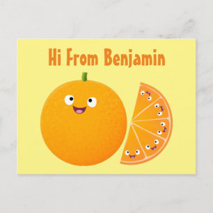 Vruchtrijke cartoon van oranje citrusvruchten briefkaart