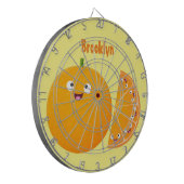 Vruchtrijke cartoon van oranje citrusvruchten dartbord (Voorkant Links)