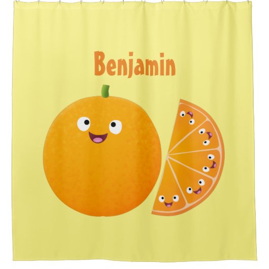 Vruchtrijke cartoon van oranje citrusvruchten douchegordijn (Voorkant)