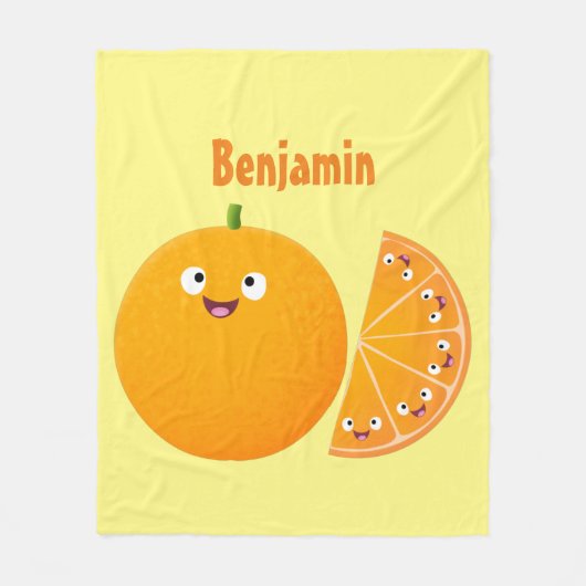 Vruchtrijke cartoon van oranje citrusvruchten fleece deken (Voorkant)