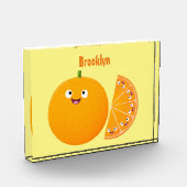 Vruchtrijke cartoon van oranje citrusvruchten fotoblokken (Links)