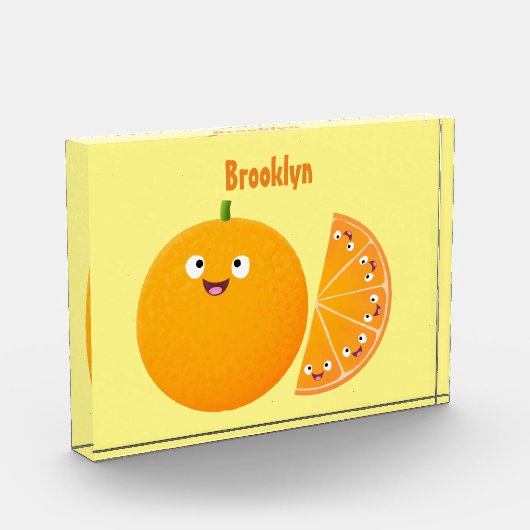 Vruchtrijke cartoon van oranje citrusvruchten fotoblokken (Links)