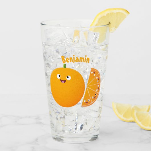 Vruchtrijke cartoon van oranje citrusvruchten glas (Achterkant ijs)