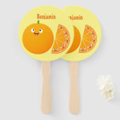 Vruchtrijke cartoon van oranje citrusvruchten handwaaier (Voorkant en achterkant)