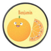 Vruchtrijke cartoon van oranje citrusvruchten hockey puck (Voorkant)
