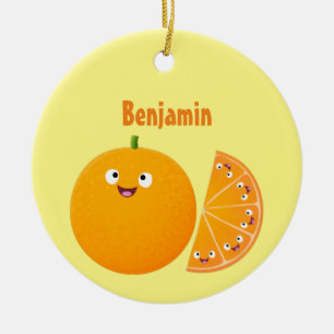 Vruchtrijke cartoon van oranje citrusvruchten keramisch ornament