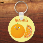 Vruchtrijke cartoon van oranje citrusvruchten sleutelhanger (Voorkant)