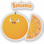 Vruchtrijke cartoon van oranje citrusvruchten sticker (Voorkant)