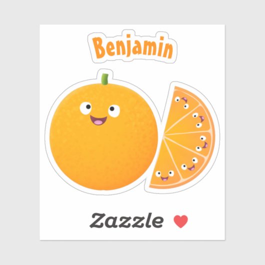 Vruchtrijke cartoon van oranje citrusvruchten sticker (Vel)