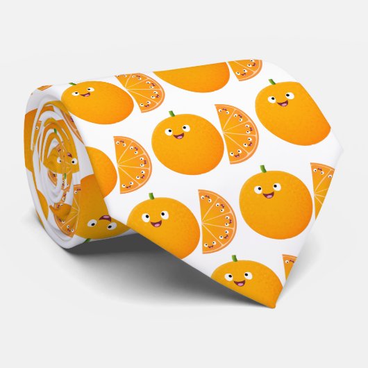 Vruchtrijke cartoon van oranje citrusvruchten stropdas (Opgerold)