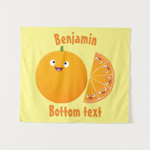 Vruchtrijke cartoon van oranje citrusvruchten wandkleed
