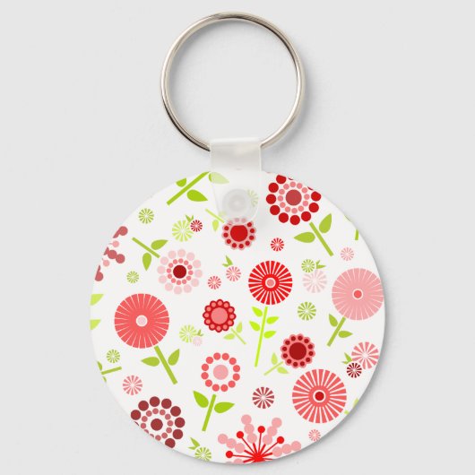 Vruchtrode bloemen sleutelhanger (Voorkant)